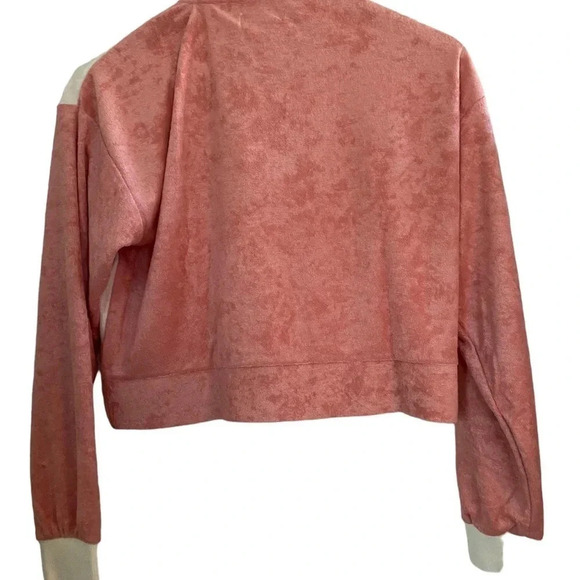 NWT L*Space Best Life Crop Pullover Half Zip Pockets Terry Cloth Pink Cream XS - Picture 7 of 9